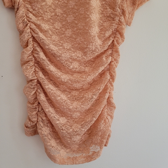 Free People Intimately Free Peach Ruched Lace Top Small Balletcore - Picture 4 of 10